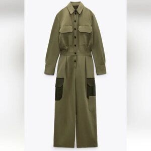 NEW Zara Cargo Utility Baggy Wide Leg Jumpsuit (limited edition)